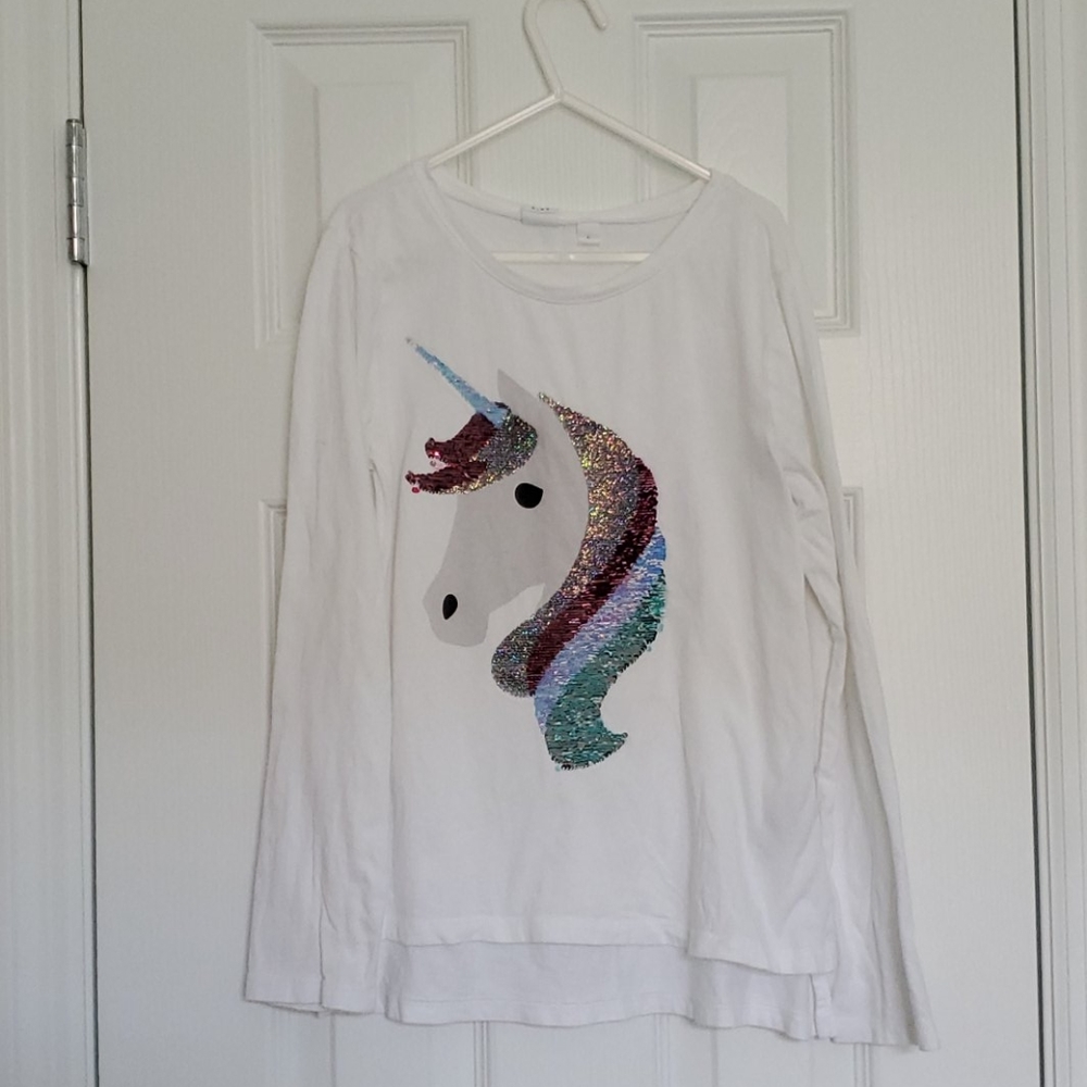 Reversible sequin long-sleeve shirt